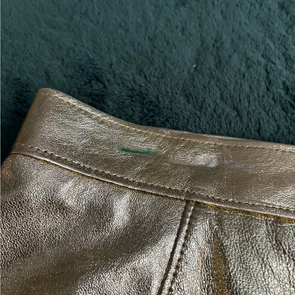 Vintage Lillie Rubin Suit Jacket & Skirt Set in Gold metallic leather 80 90s L - Picture 4 of 13